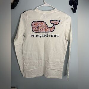 Vineyard Vines Cream Tee with Blue Logo